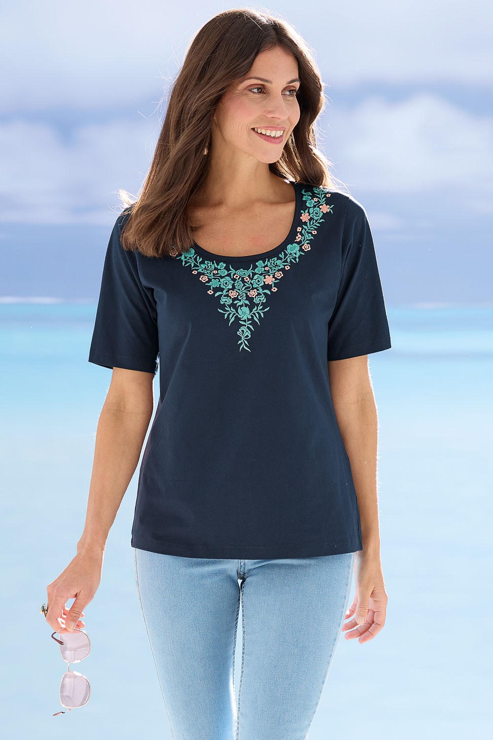 Women’s Floral Embroidered T-Shirt 
